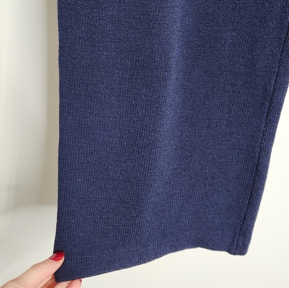 St. John Basics Navy Blue Santana Knit Pull On Straight Leg Trouser Pants Sz 10 - Picture 6 of 13